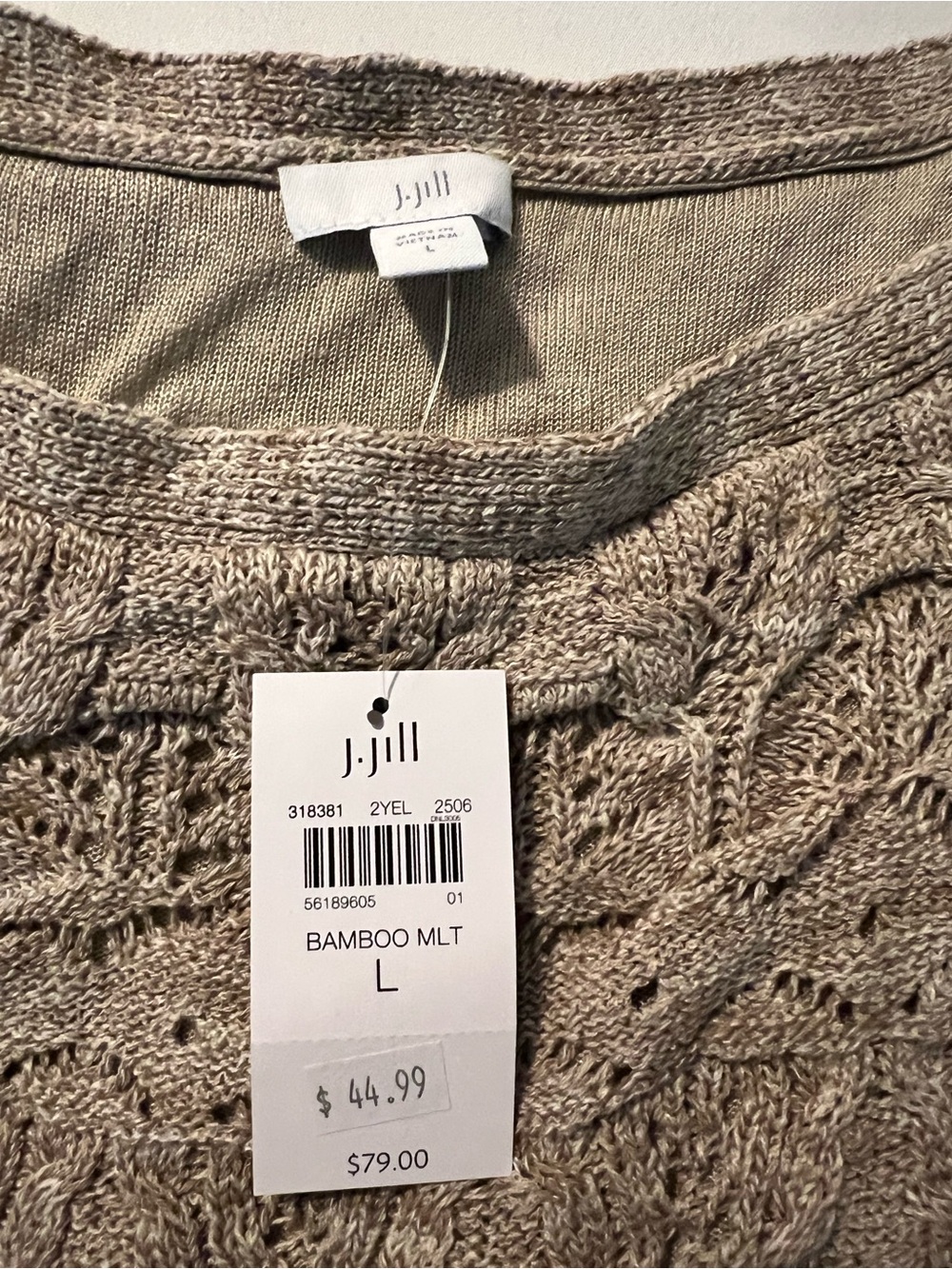J. Jill Taupe Brown Knit Crochet-Style Tank - Picture 2 of 4
